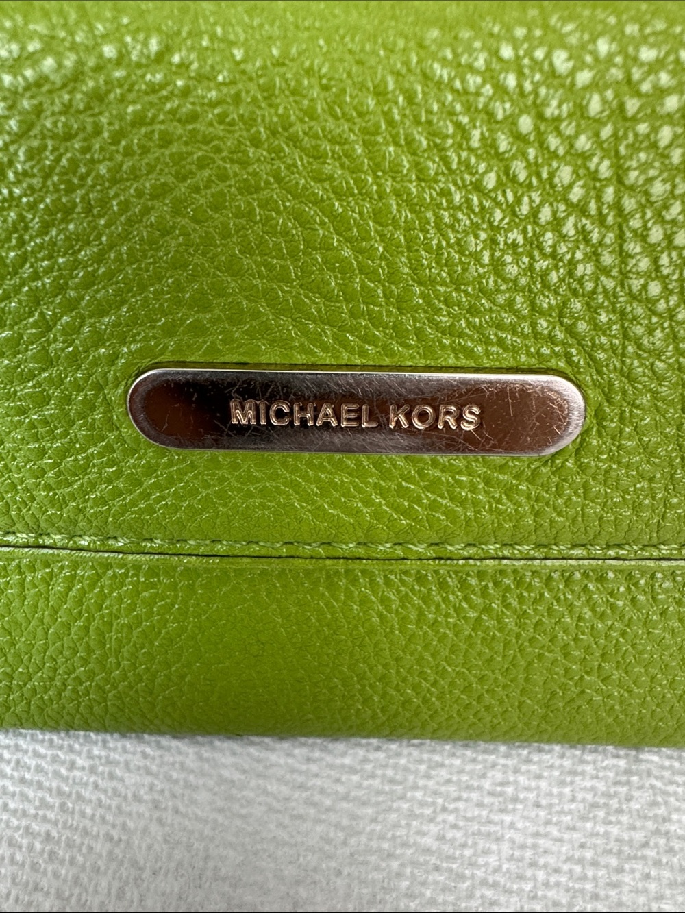 Michael Kors Lime Green Pebbled Leather Wallet - Picture 3 of 16